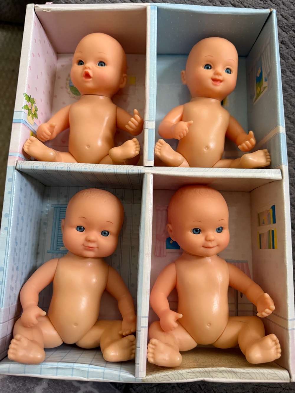 Set of 4 Baby Dolls – Peach Skin Tone, Blue Eyed Quadruplets